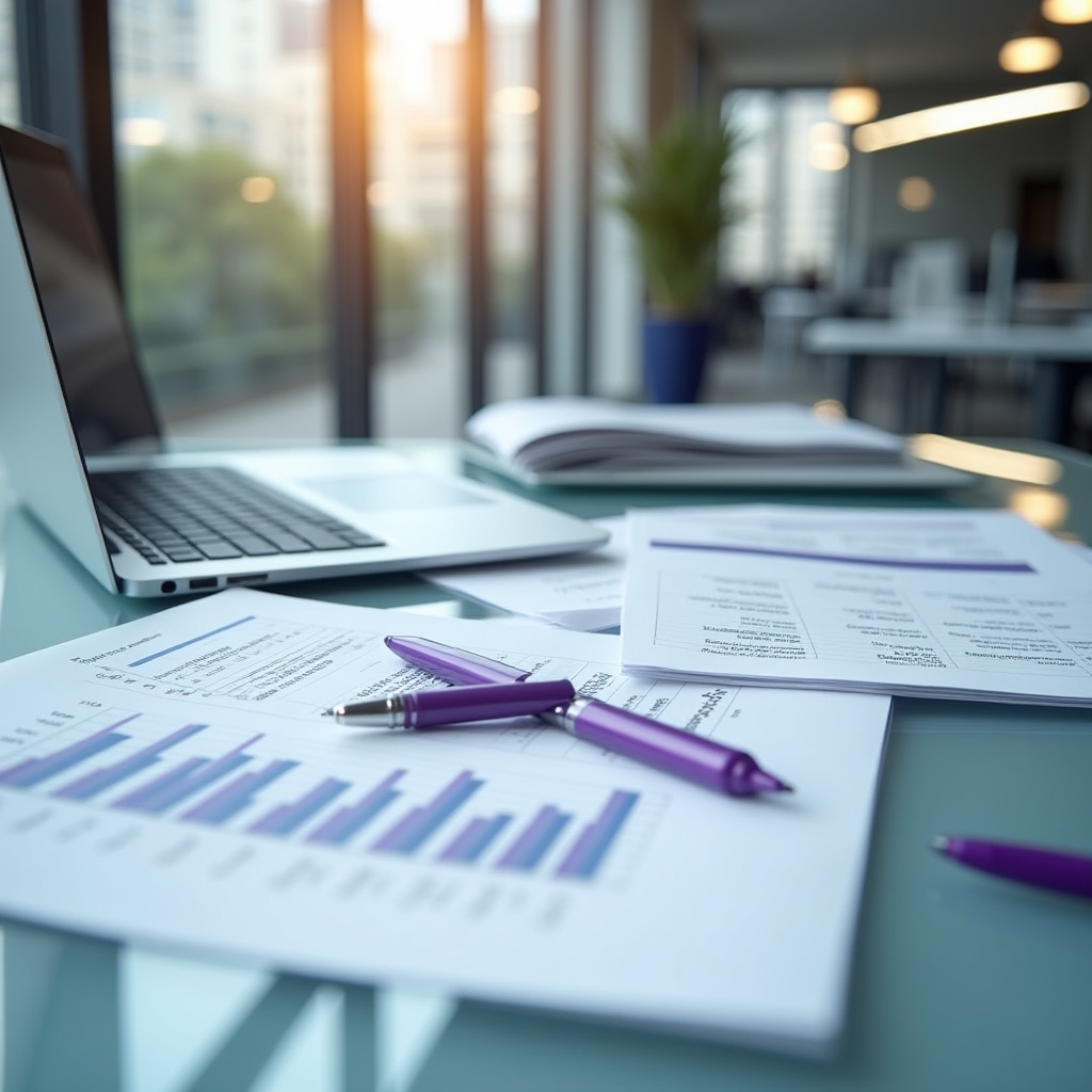 Documente financiare pe birou profesional